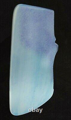 Mats Jonasson Swedish Crystal Glass Blue Woman's Face Sculpture 5.25 High