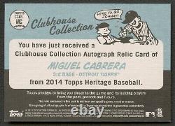 Miguel Cabrera 2014 Topps Heritage Clubhouse Collection Jersey Auto /25 Tigers