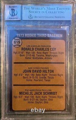 Mike Schmidt Rookie & Ron Cey Signed 1973 Topps Card #615 Hof Rc Beckett 7 Auto