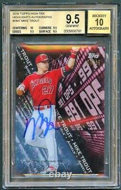 Mike Trout 2016 Topps High Tek Highlights Auto Autograph /25 Bgs 9.5/10 Angels