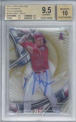 Mike Trout Signed Auto 2016 Topps High Tek Gold Rainbow #HTMT BGS 9.5 10