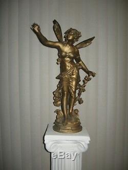 Moreau Statue FEE aux Fleurs Bronze colored 25 Inches high SIGNED
