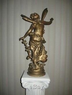 Moreau Statue FEE aux Fleurs Bronze colored 25 Inches high SIGNED