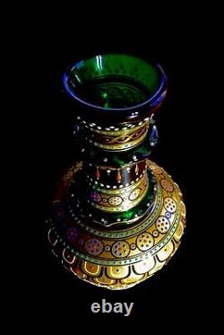 Moser / Meyr's Neffe Rare Signed Glass Fish Scale 1890 Highly Enameled Bottle