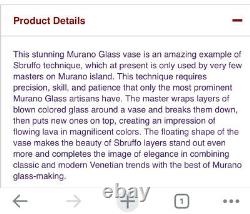 Murano Arte DV Diego Vidal Vase Glass Art Amber Red SIGNED By Artist 7 High