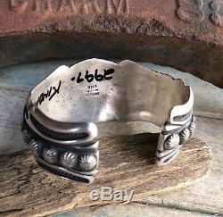 NAVAJO Harry Begay High Grade Kingman Turquoise & Sterling Cuff Signed