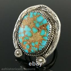 Native American Navajo Sterling Silver & High Grade Spiderweb Turquoise Ring