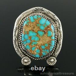 Native American Navajo Sterling Silver & High Grade Spiderweb Turquoise Ring