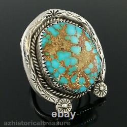 Native American Navajo Sterling Silver & High Grade Spiderweb Turquoise Ring