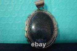 Navajo Sterling Silver High Grade Turquoise Pendant, Signed, 51 gr