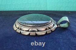 Navajo Sterling Silver High Grade Turquoise Pendant, Signed, 51 gr