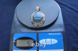 Navajo Sterling Silver High Grade Turquoise Pendant, Signed, 51 gr