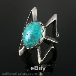 Navajo Tufa Cast Sterling Silver High Grade Turquoise Ring Matthew White