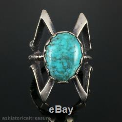 Navajo Tufa Cast Sterling Silver High Grade Turquoise Ring Matthew White