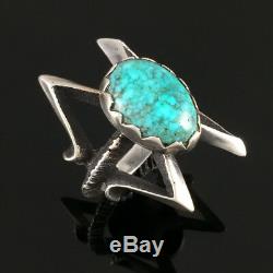 Navajo Tufa Cast Sterling Silver High Grade Turquoise Ring Matthew White