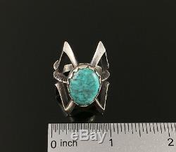 Navajo Tufa Cast Sterling Silver High Grade Turquoise Ring Matthew White