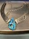 Navajo or Hopi Overlay Necklace with High Grade Sleeping Beauty Turquoise SIGNED