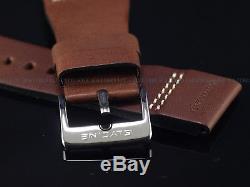 New OEM Glycine AIRMAN 30MM High Grade Leather Strap W Signed SS Polished Buckle