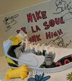 Nike Dunk High SB QS De La Soul White Firefly Yellow Size 11.5 748751 117 Signed