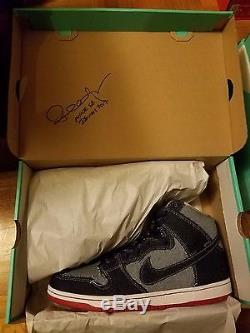 Nike SB Dunk High TRD QS Denim Reese Forbes SIGNED Autographed sz 11 881758 441