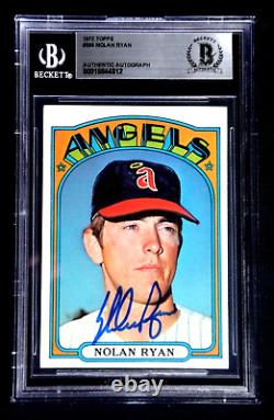 Nolan Ryan Signed 1972 Topps Baseball Card #595 Beckett Autograph Angeles Hof