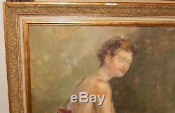 Nude Woman With High Heel Original Oil On Board Painting Unsigned