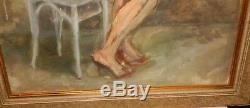 Nude Woman With High Heel Original Oil On Board Painting Unsigned