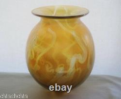 OPULENT Gold Aurene IRIDESCENT Art Glass VASE Signed EICKHOLT 5.25 in high PLUSH