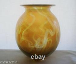 OPULENT Gold Aurene IRIDESCENT Art Glass VASE Signed EICKHOLT 5.25 in high PLUSH