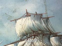 Oil Painting Marine Nautical Sailing Tall Ship High Seas Signed Rupert Hydan