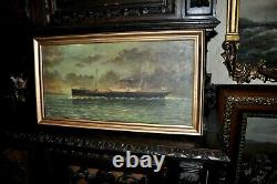 Older High quality Ship oil Painting signed Williams very lovely