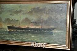 Older High quality Ship oil Painting signed Williams very lovely