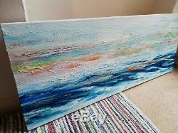 Original Abstract Painting 102x46cm Acrylic over Highly Textured Gesso Canvas