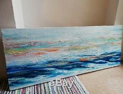 Original Abstract Painting 102x46cm Acrylic over Highly Textured Gesso Canvas