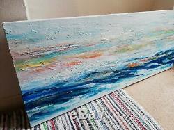 Original Abstract Painting 102x46cm Acrylic over Highly Textured Gesso Canvas