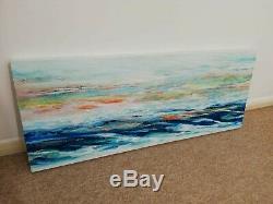 Original Abstract Painting 102x46cm Acrylic over Highly Textured Gesso Canvas