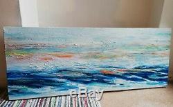 Original Abstract Painting 102x46cm Acrylic over Highly Textured Gesso Canvas