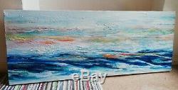 Original Abstract Painting 102x46cm Acrylic over Highly Textured Gesso Canvas