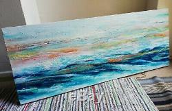 Original Abstract Painting 102x46cm Acrylic over Highly Textured Gesso Canvas