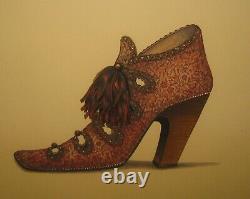 Original FIONA SAUNDERS'19th Century HIGH HEEL Tassel Shoe' PAINTING for BOMBAY