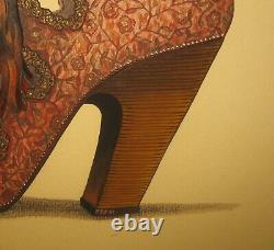 Original FIONA SAUNDERS'19th Century HIGH HEEL Tassel Shoe' PAINTING for BOMBAY