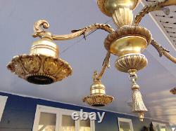 Original Victorian-Art Deco High Quality Gold Ceiling Light Fixture Signed Nice
