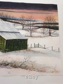 Original William Dunlap Winter High Valley Watch Print Painting SIGNED 18 of 30