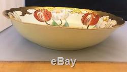 PICKARD HIGH GOLD LG HAND PAINTED BOWL WITH FLOWERS FRANCE signed c marker