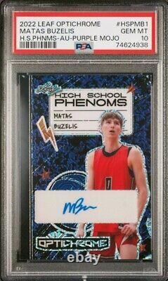 PSA 10 MATAS BUZELIS #d 2/4 Auto 2022 Leaf Optichrome High School Phenoms MOJO