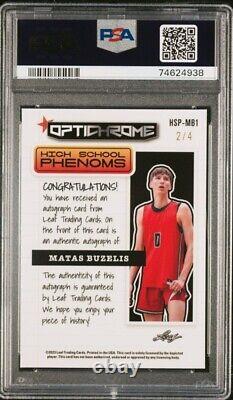 PSA 10 MATAS BUZELIS #d 2/4 Auto 2022 Leaf Optichrome High School Phenoms MOJO