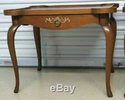 Pair High End Baker Card Tables Vintage Burl Wood Table Signed Baker Furniture