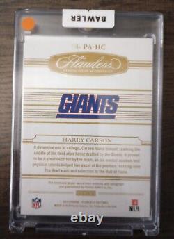 Panini Flawless Harry Carson ON CARD Auto 2 COLOR Patch Sapphire Color Match /5