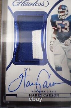 Panini Flawless Harry Carson ON CARD Auto 2 COLOR Patch Sapphire Color Match /5