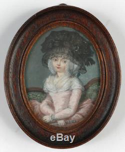 Portrait of a fashionable lady, high quality large miniature, 1785/90